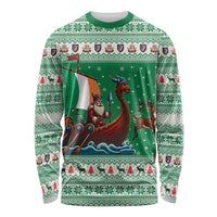 Ireland Viking Santa Christmas Long Sleeve Shirt Funny Reindeer Norse Xmas - Wonder Print Shop