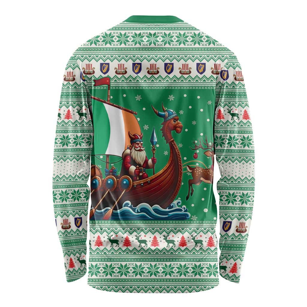 Ireland Viking Santa Christmas Long Sleeve Shirt Funny Reindeer Norse Xmas - Wonder Print Shop
