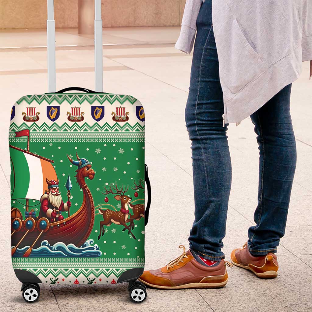 Ireland Viking Santa Christmas Luggage Cover Funny Reindeer Norse Xmas - Wonder Print Shop