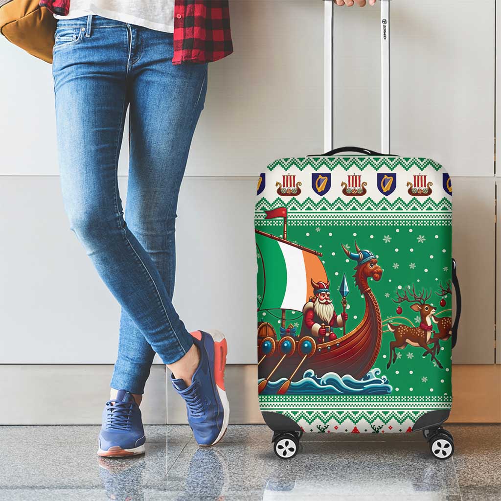 Ireland Viking Santa Christmas Luggage Cover Funny Reindeer Norse Xmas - Wonder Print Shop