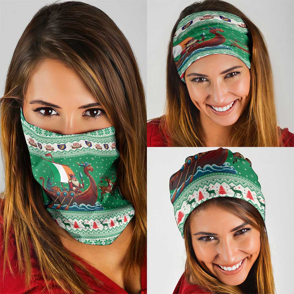 Ireland Viking Santa Christmas Neck Gaiter Funny Reindeer Norse Xmas - Wonder Print Shop