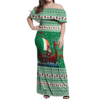 Ireland Viking Santa Christmas Off Shoulder Maxi Dress Funny Reindeer Norse Xmas - Wonder Print Shop
