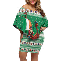 Ireland Viking Santa Christmas Off Shoulder Short Dress Funny Reindeer Norse Xmas - Wonder Print Shop