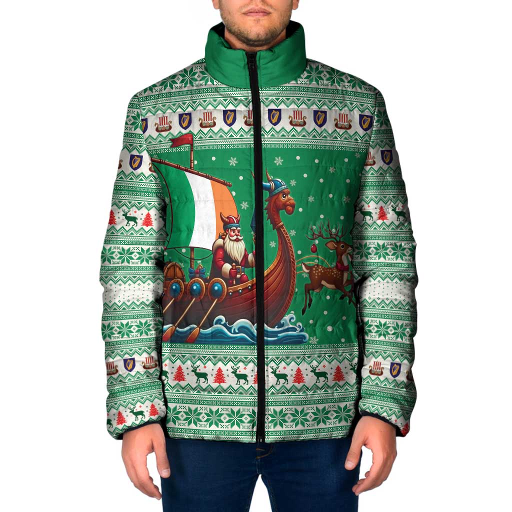 Ireland Viking Santa Christmas Padded Jacket Funny Reindeer Norse Xmas - Wonder Print Shop