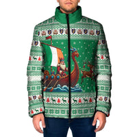 Ireland Viking Santa Christmas Padded Jacket Funny Reindeer Norse Xmas - Wonder Print Shop