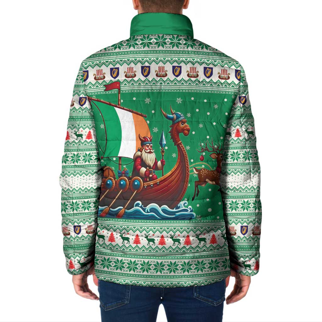 Ireland Viking Santa Christmas Padded Jacket Funny Reindeer Norse Xmas - Wonder Print Shop