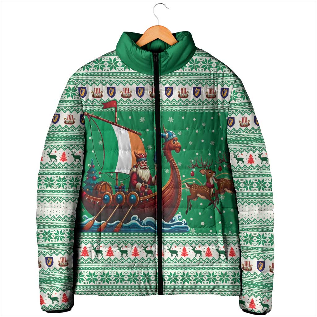 Ireland Viking Santa Christmas Padded Jacket Funny Reindeer Norse Xmas - Wonder Print Shop