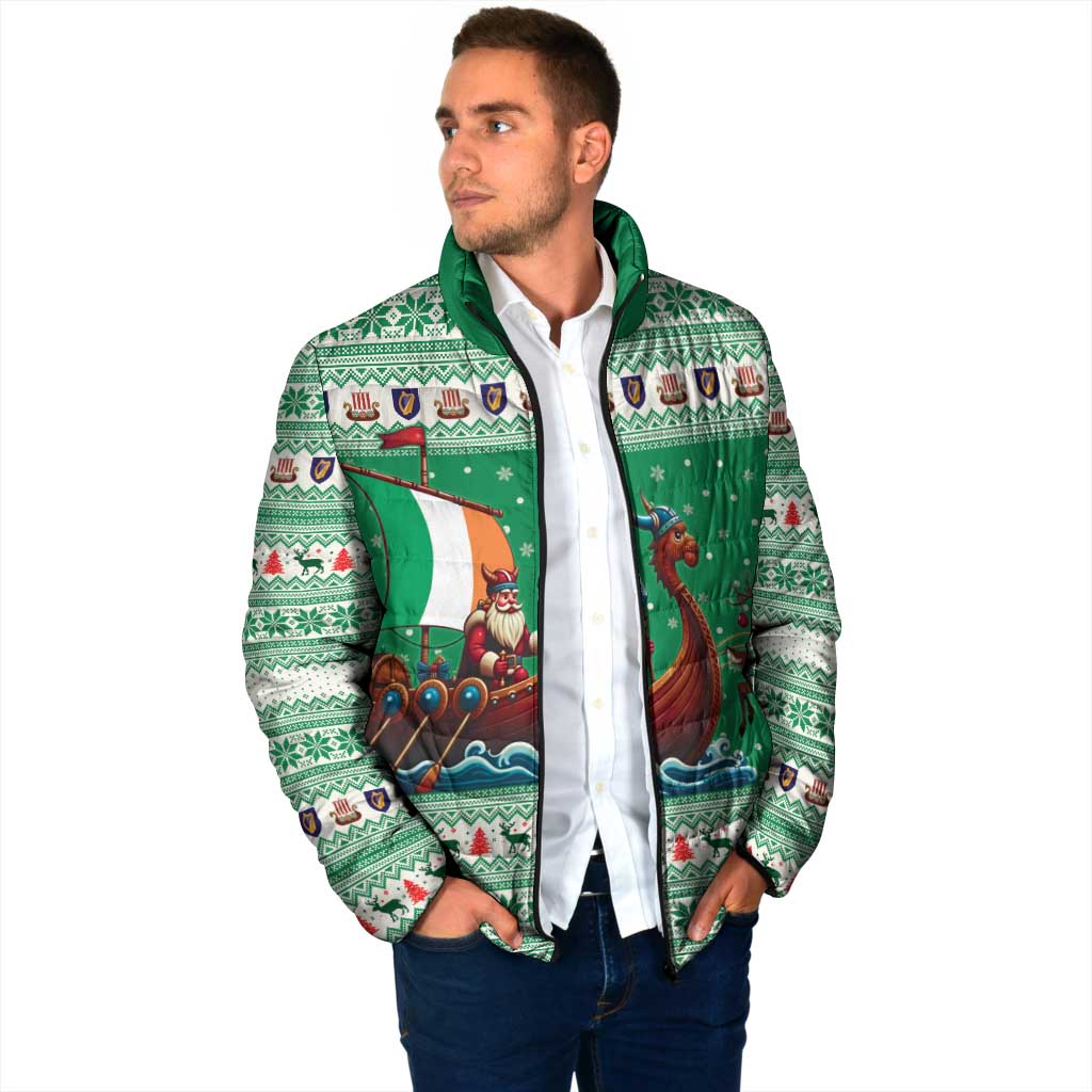Ireland Viking Santa Christmas Padded Jacket Funny Reindeer Norse Xmas - Wonder Print Shop