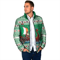 Ireland Viking Santa Christmas Padded Jacket Funny Reindeer Norse Xmas - Wonder Print Shop