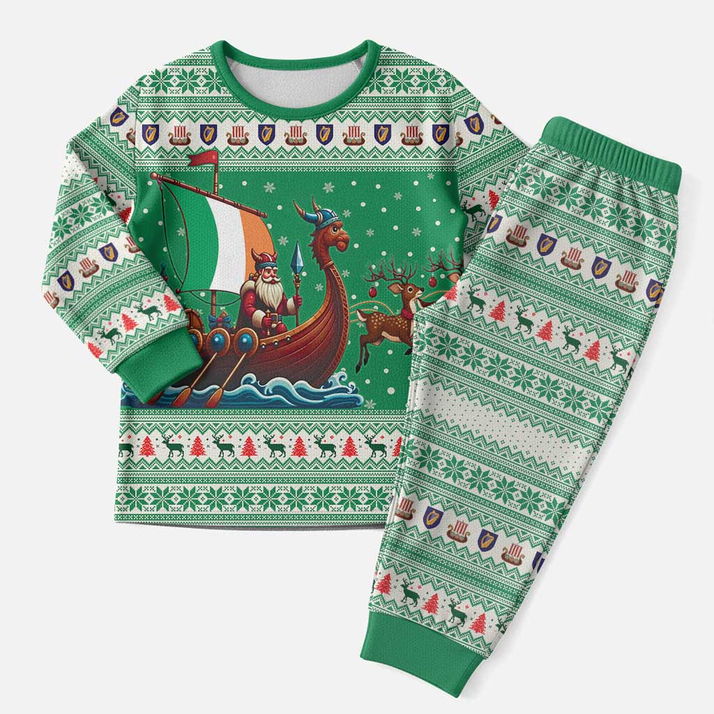 Ireland Viking Santa Christmas Pajama Set Funny Reindeer Norse Xmas - Wonder Print Shop