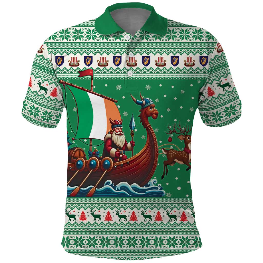 Ireland Viking Santa Christmas Polo Shirt Funny Reindeer Norse Xmas - Wonder Print Shop