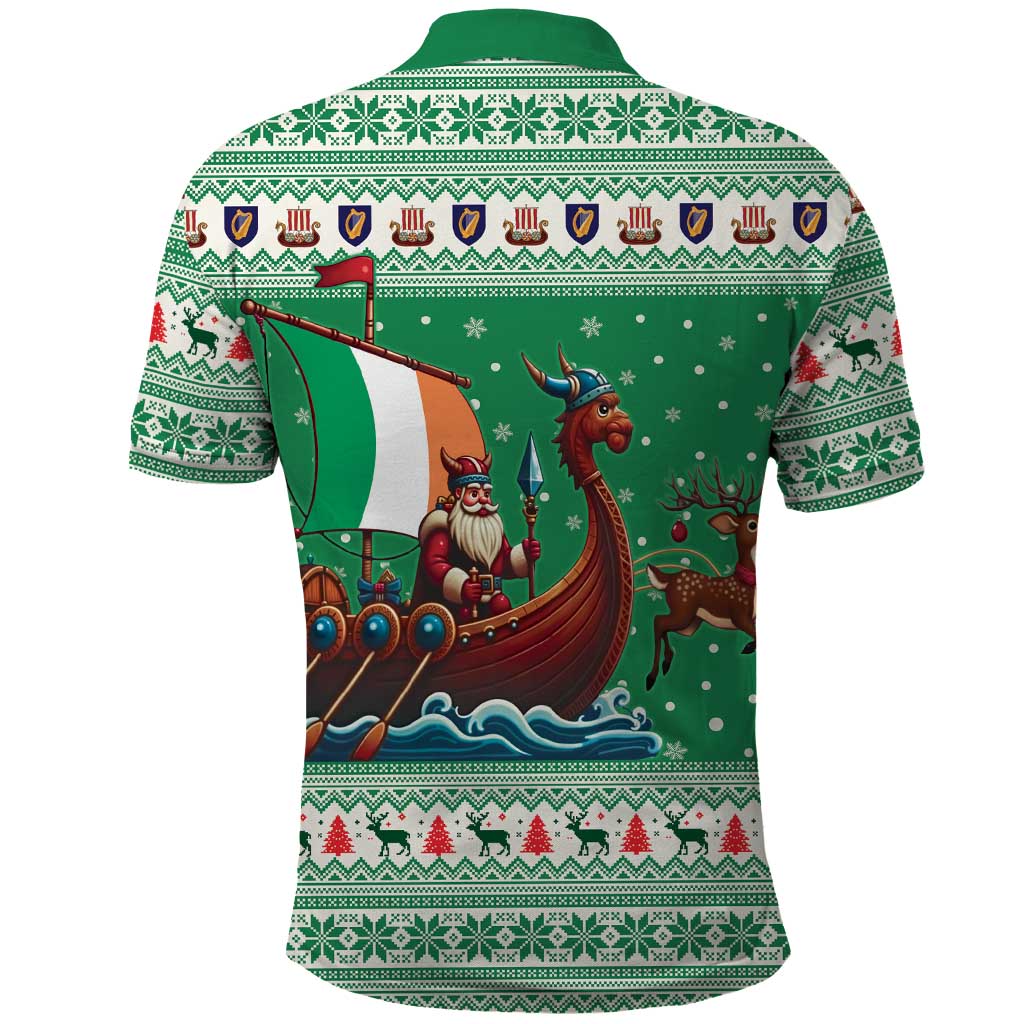 Ireland Viking Santa Christmas Polo Shirt Funny Reindeer Norse Xmas - Wonder Print Shop