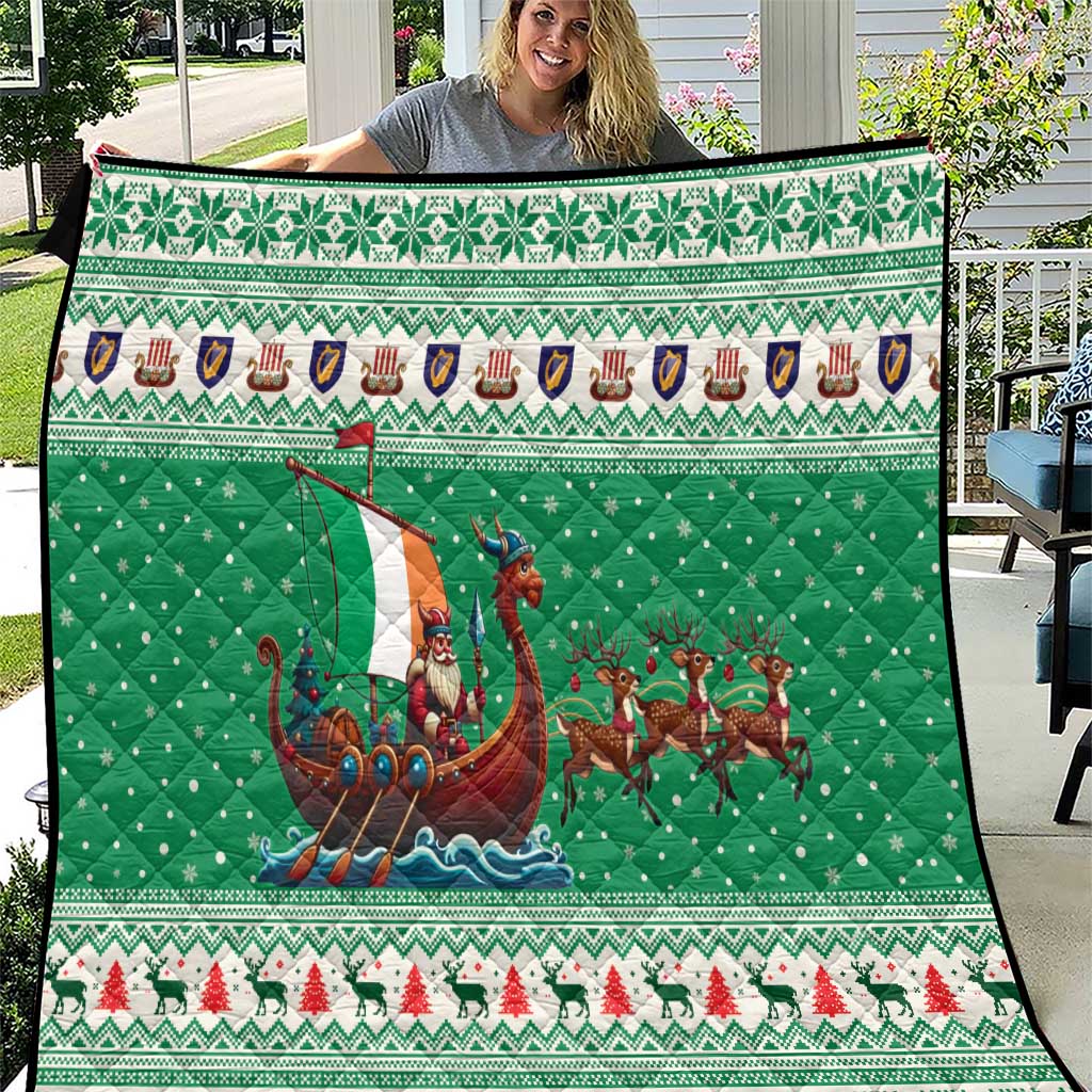 Ireland Viking Santa Christmas Quilt Funny Reindeer Norse Xmas - Wonder Print Shop