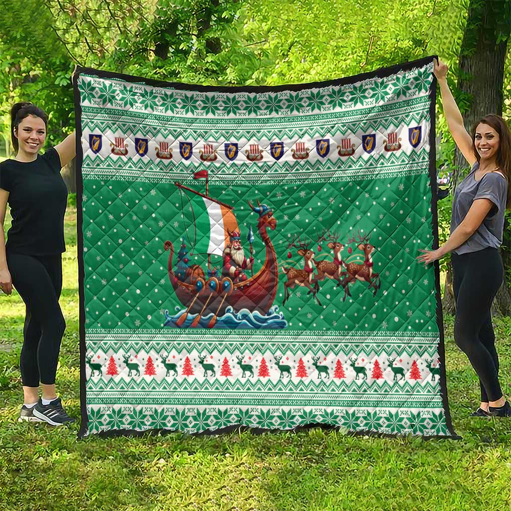 Ireland Viking Santa Christmas Quilt Funny Reindeer Norse Xmas - Wonder Print Shop
