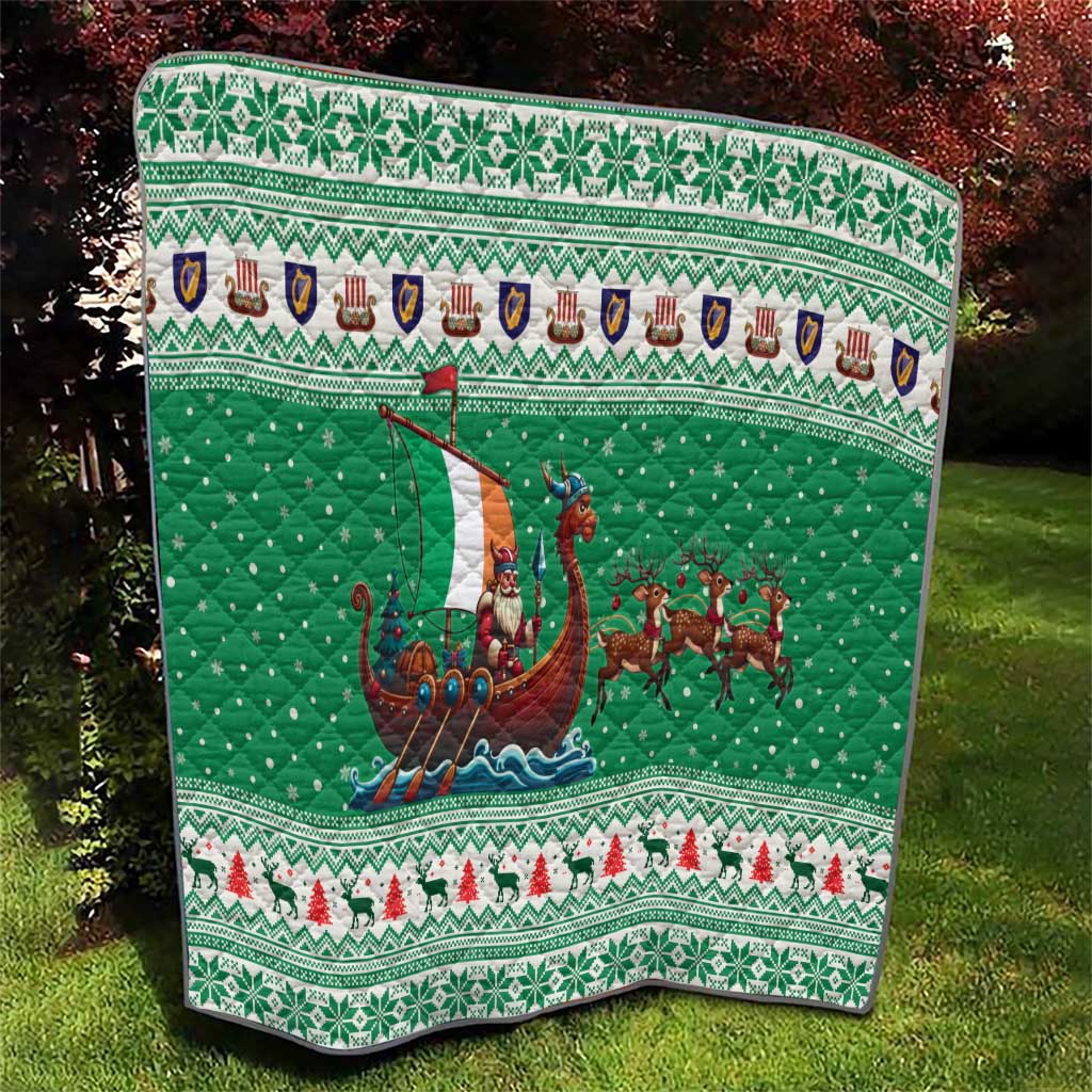 Ireland Viking Santa Christmas Quilt Funny Reindeer Norse Xmas - Wonder Print Shop