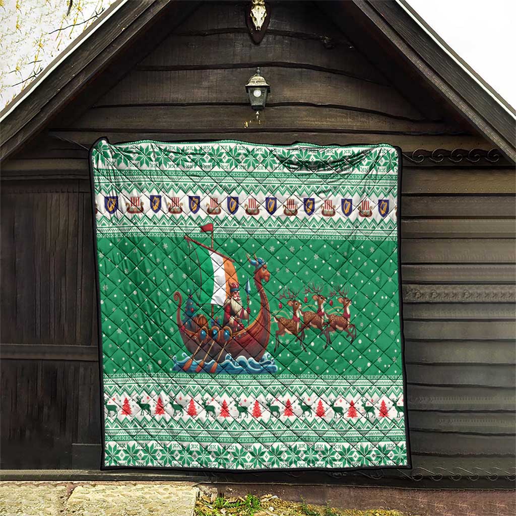 Ireland Viking Santa Christmas Quilt Funny Reindeer Norse Xmas - Wonder Print Shop