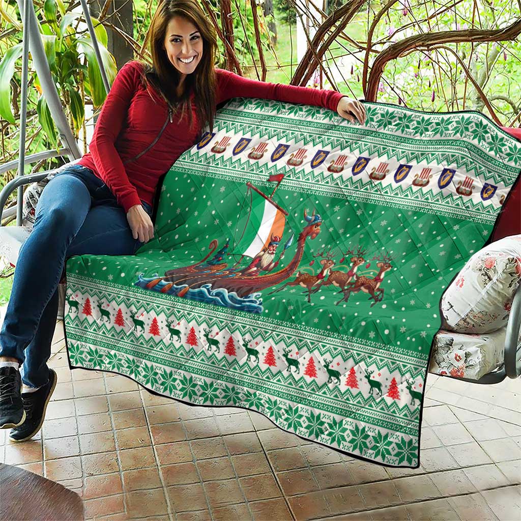 Ireland Viking Santa Christmas Quilt Funny Reindeer Norse Xmas - Wonder Print Shop