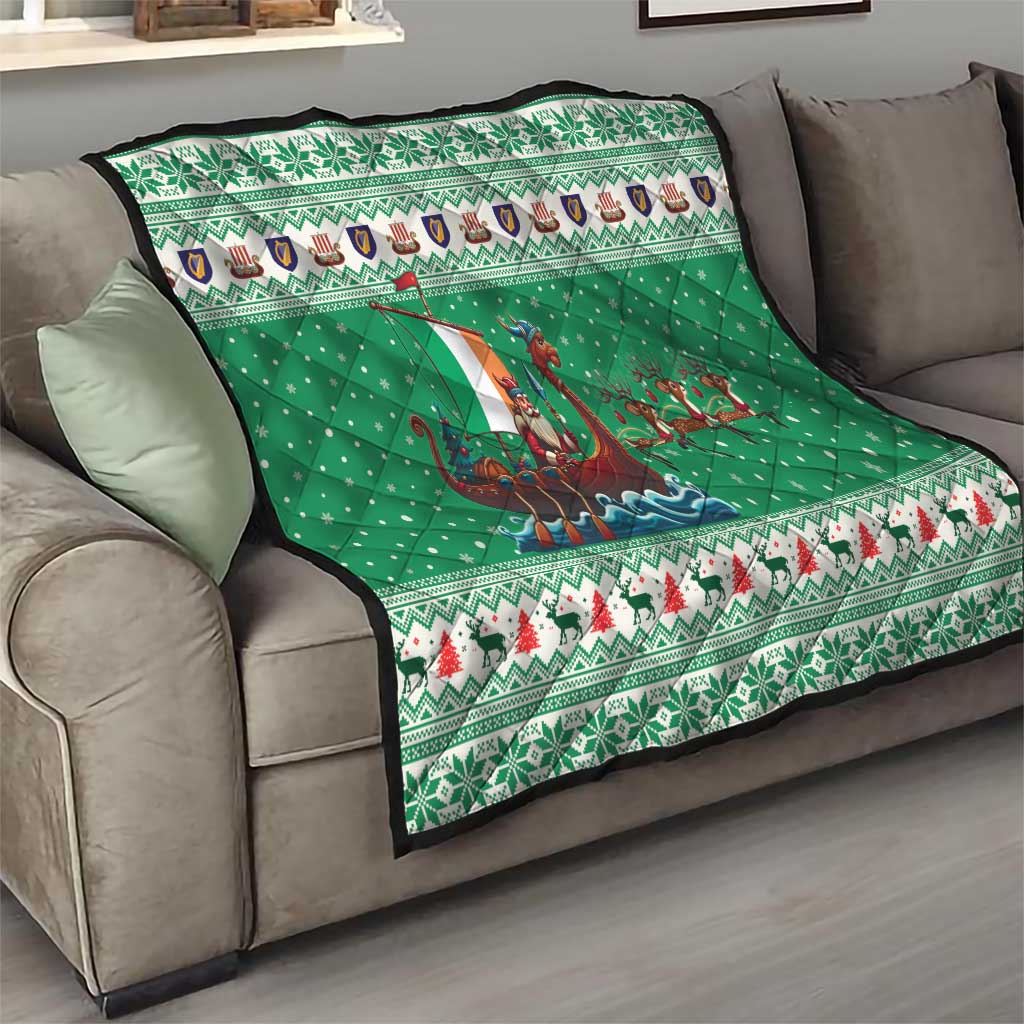Ireland Viking Santa Christmas Quilt Funny Reindeer Norse Xmas - Wonder Print Shop