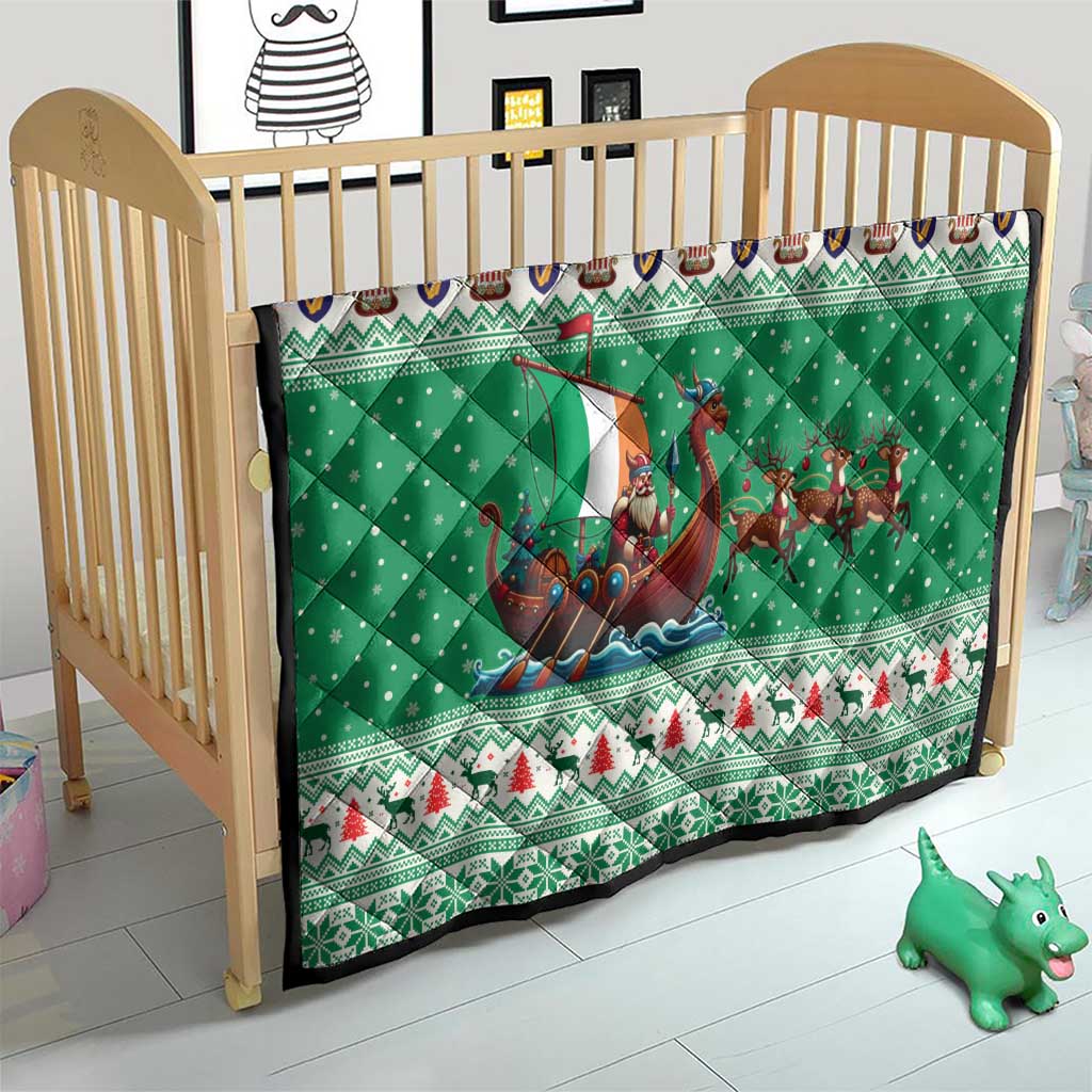 Ireland Viking Santa Christmas Quilt Funny Reindeer Norse Xmas - Wonder Print Shop