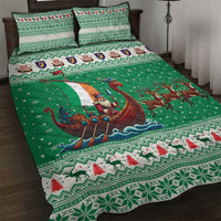 Ireland Viking Santa Christmas Quilt Bed Set Funny Reindeer Norse Xmas - Wonder Print Shop