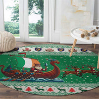 Ireland Viking Santa Christmas Round Carpet Funny Reindeer Norse Xmas - Wonder Print Shop