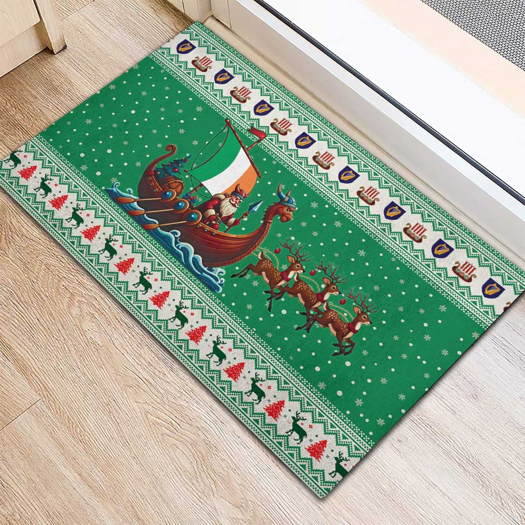 Ireland Viking Santa Christmas Rubber Doormat Funny Reindeer Norse Xmas - Wonder Print Shop