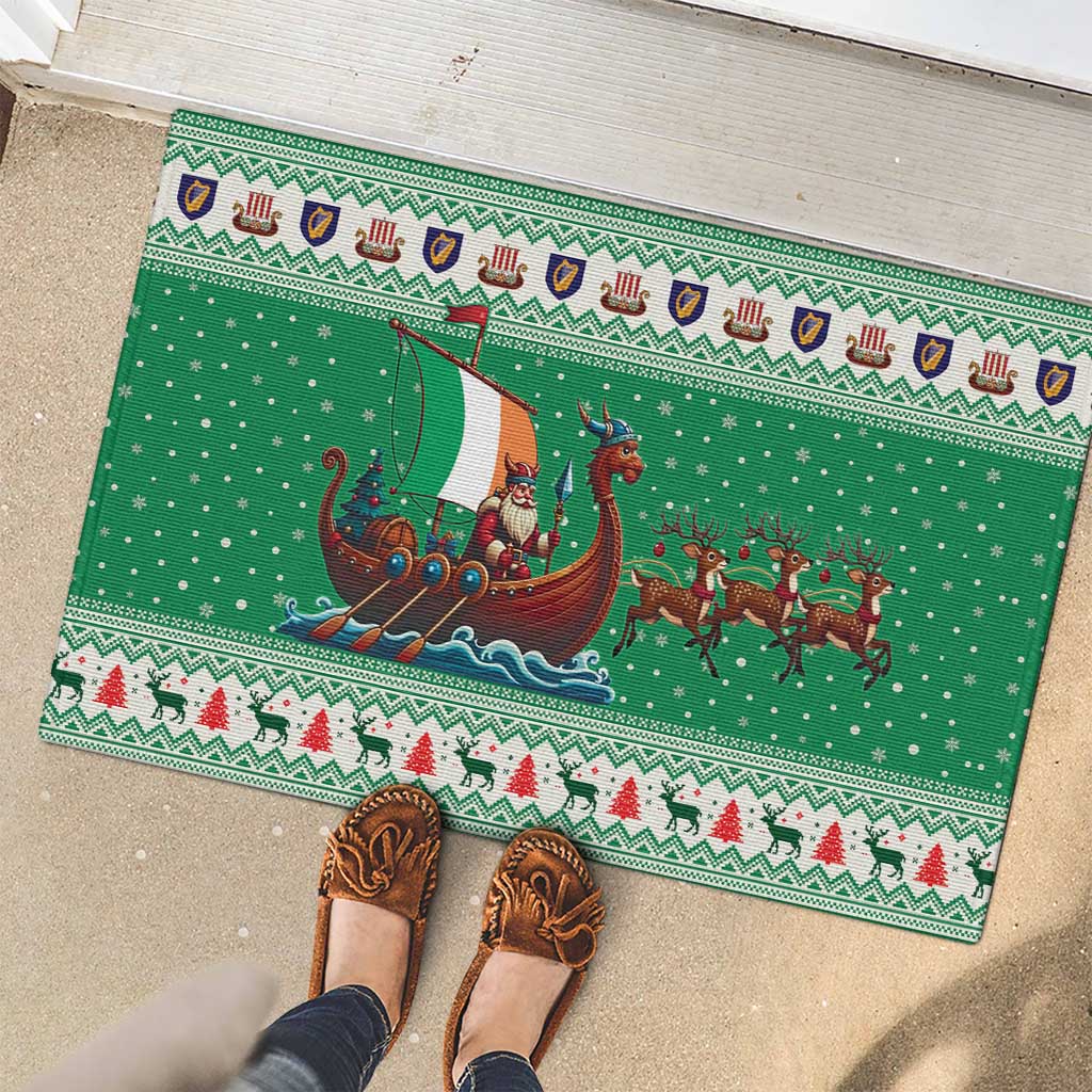 Ireland Viking Santa Christmas Rubber Doormat Funny Reindeer Norse Xmas - Wonder Print Shop
