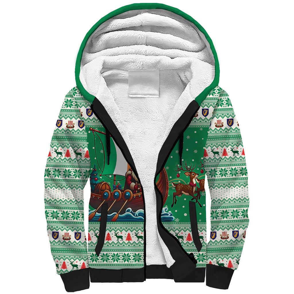 Ireland Viking Santa Christmas Sherpa Hoodie Funny Reindeer Norse Xmas - Wonder Print Shop