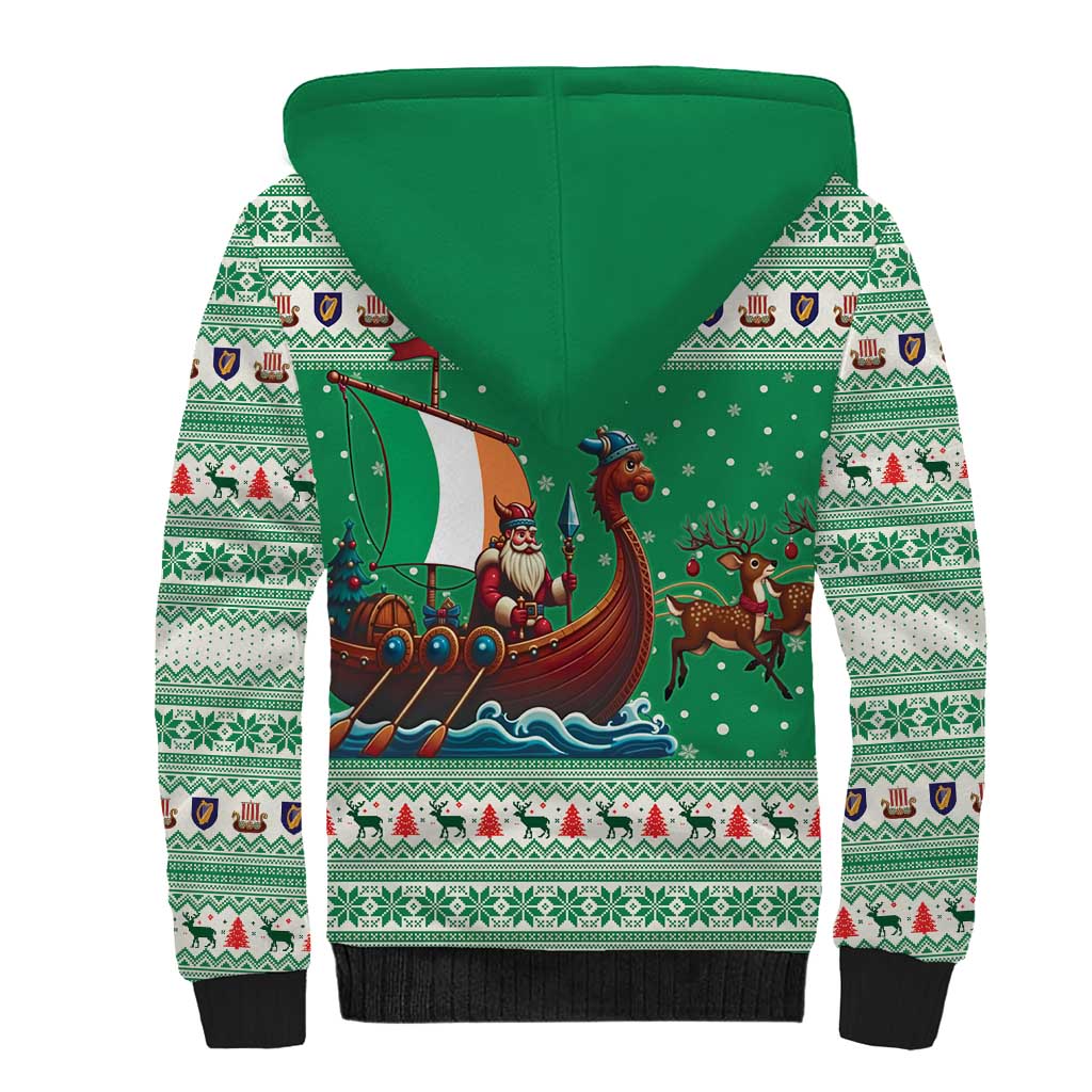 Ireland Viking Santa Christmas Sherpa Hoodie Funny Reindeer Norse Xmas - Wonder Print Shop