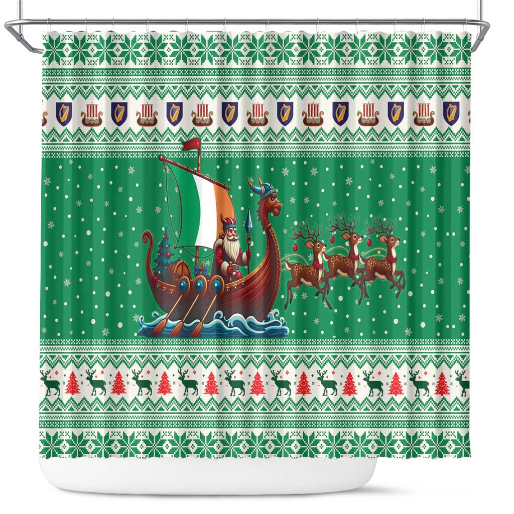 Ireland Viking Santa Christmas Shower Curtain Funny Reindeer Norse Xmas - Wonder Print Shop
