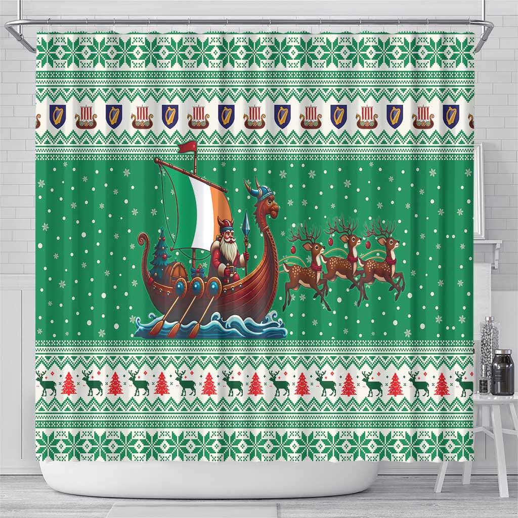 Ireland Viking Santa Christmas Shower Curtain Funny Reindeer Norse Xmas - Wonder Print Shop