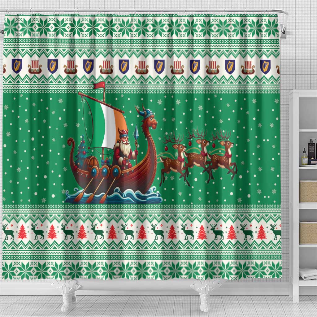 Ireland Viking Santa Christmas Shower Curtain Funny Reindeer Norse Xmas - Wonder Print Shop