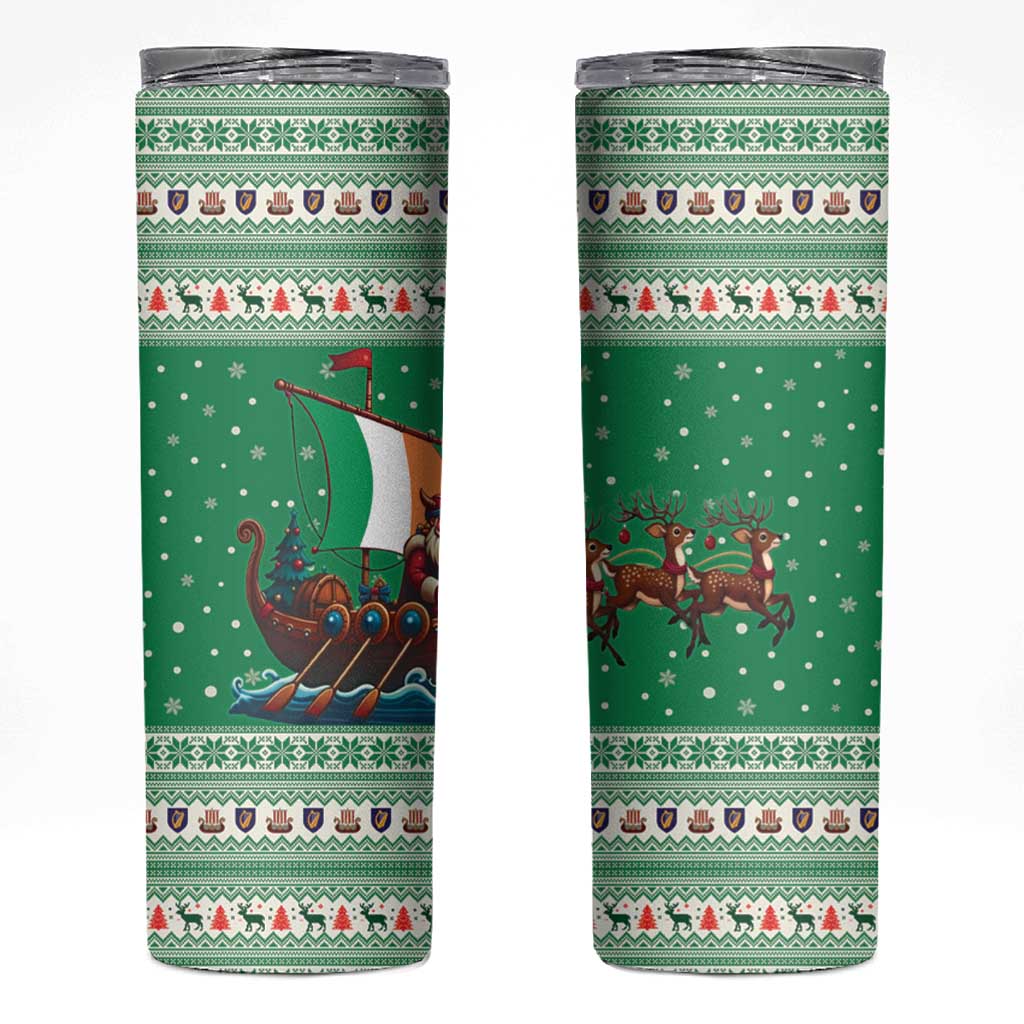 Ireland Viking Santa Christmas Skinny Tumbler Funny Reindeer Norse Xmas - Wonder Print Shop