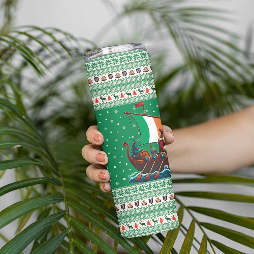 Ireland Viking Santa Christmas Skinny Tumbler Funny Reindeer Norse Xmas - Wonder Print Shop