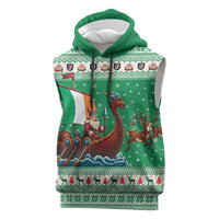 Ireland Viking Santa Christmas Sleeveless Hoodie Funny Reindeer Norse Xmas - Wonder Print Shop