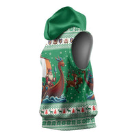 Ireland Viking Santa Christmas Sleeveless Hoodie Funny Reindeer Norse Xmas - Wonder Print Shop