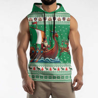 Ireland Viking Santa Christmas Sleeveless Hoodie Funny Reindeer Norse Xmas - Wonder Print Shop