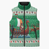 Ireland Viking Santa Christmas Sleeveless Puffer Jacket Funny Reindeer Norse Xmas - Wonder Print Shop