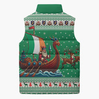 Ireland Viking Santa Christmas Sleeveless Puffer Jacket Funny Reindeer Norse Xmas - Wonder Print Shop