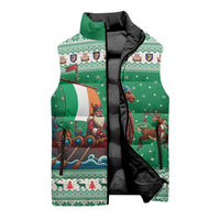 Ireland Viking Santa Christmas Sleeveless Puffer Jacket Funny Reindeer Norse Xmas - Wonder Print Shop