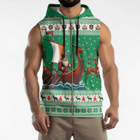 Ireland Viking Santa Christmas Sleeveless Zip Hoodie Funny Reindeer Norse Xmas - Wonder Print Shop