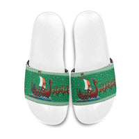 Ireland Viking Santa Christmas Slide Sandals Funny Reindeer Norse Xmas - Wonder Print Shop