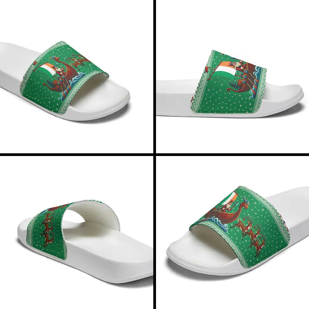 Ireland Viking Santa Christmas Slide Sandals Funny Reindeer Norse Xmas - Wonder Print Shop