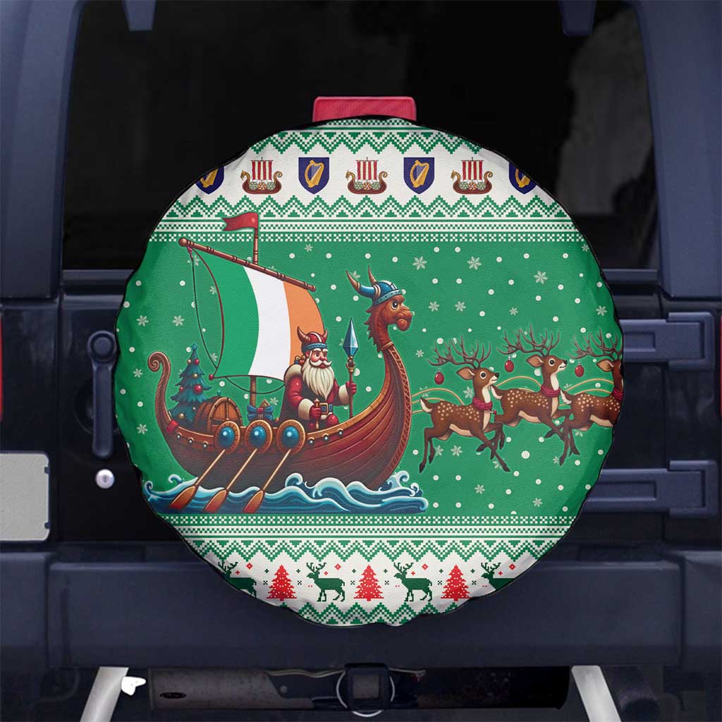 Ireland Viking Santa Christmas Spare Tire Cover Funny Reindeer Norse Xmas - Wonder Print Shop