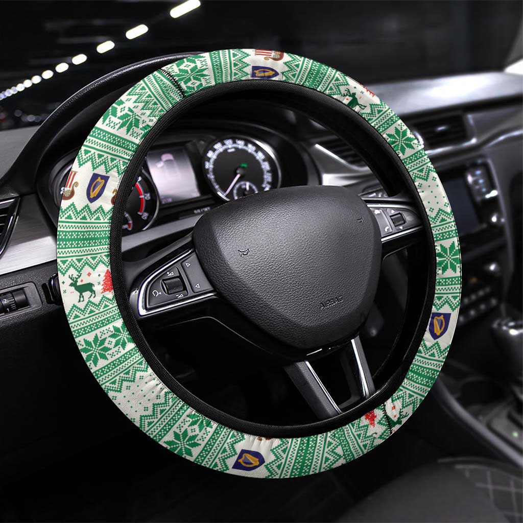 Ireland Viking Santa Christmas Steering Wheel Cover Funny Reindeer Norse Xmas - Wonder Print Shop