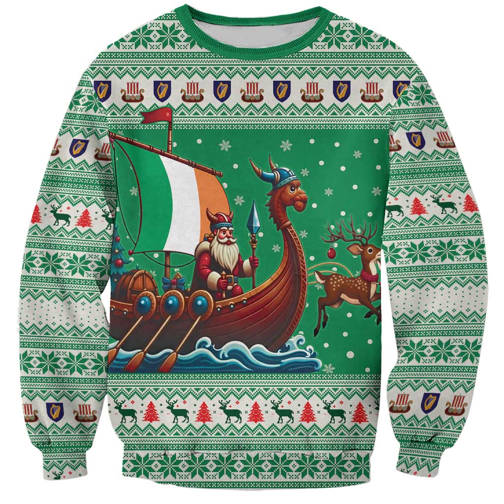Ireland Viking Santa Christmas Sweatshirt Funny Reindeer Norse Xmas - Wonder Print Shop