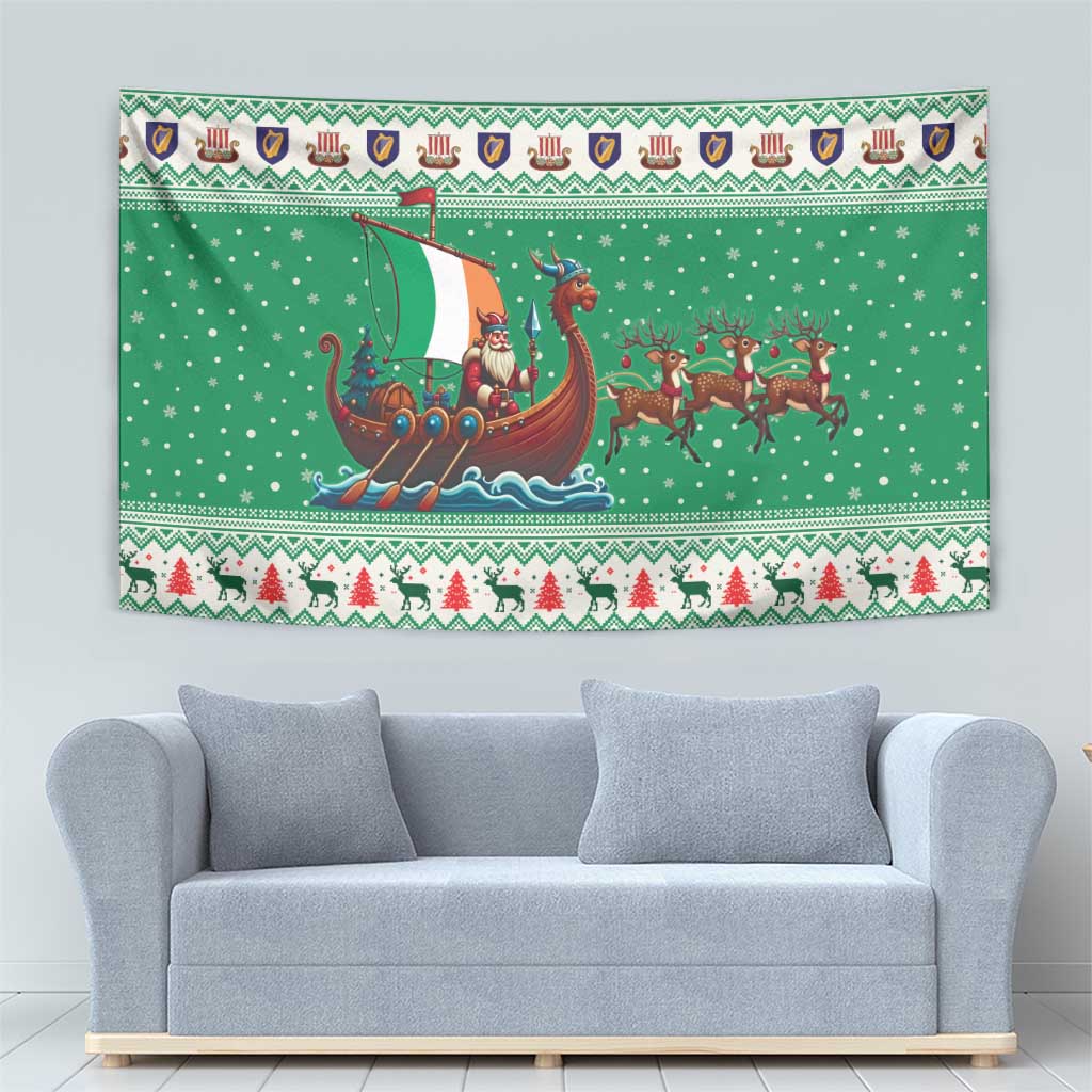 Ireland Viking Santa Christmas Tapestry Funny Reindeer Norse Xmas - Wonder Print Shop