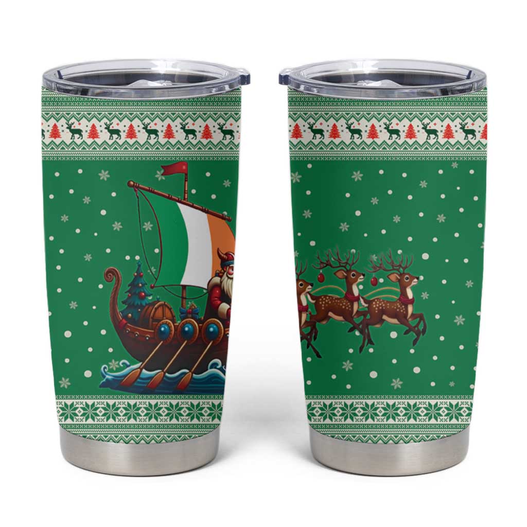 Ireland Viking Santa Christmas Tumbler Cup Funny Reindeer Norse Xmas - Wonder Print Shop
