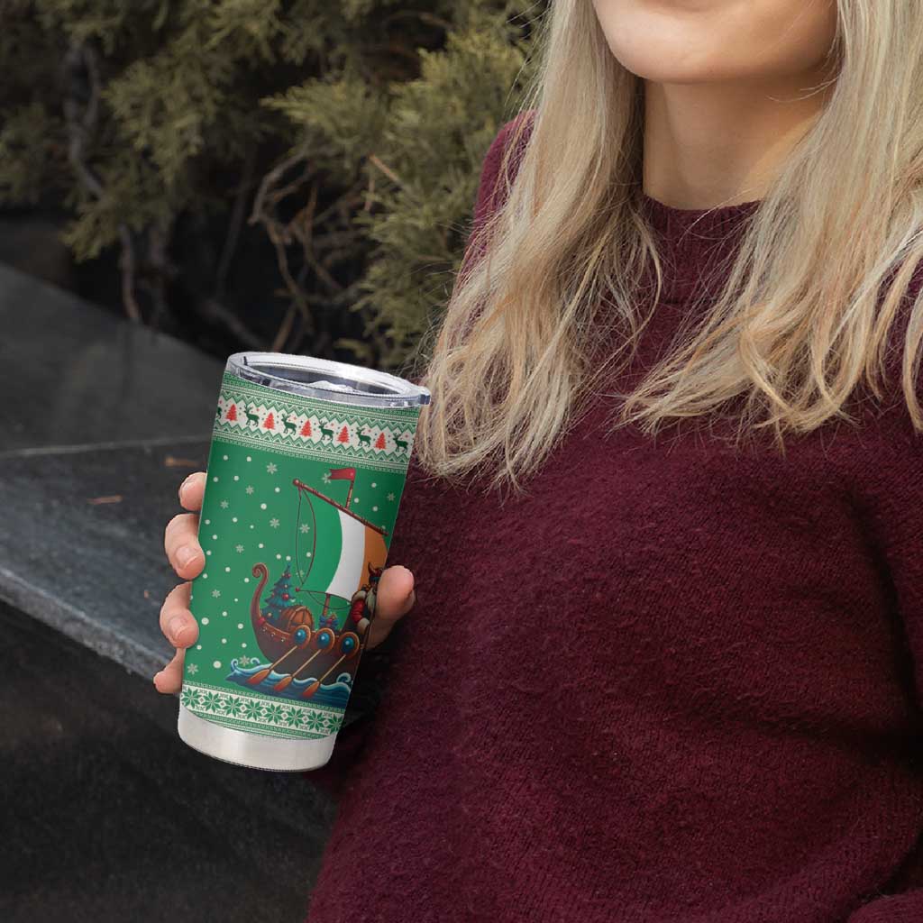 Ireland Viking Santa Christmas Tumbler Cup Funny Reindeer Norse Xmas - Wonder Print Shop