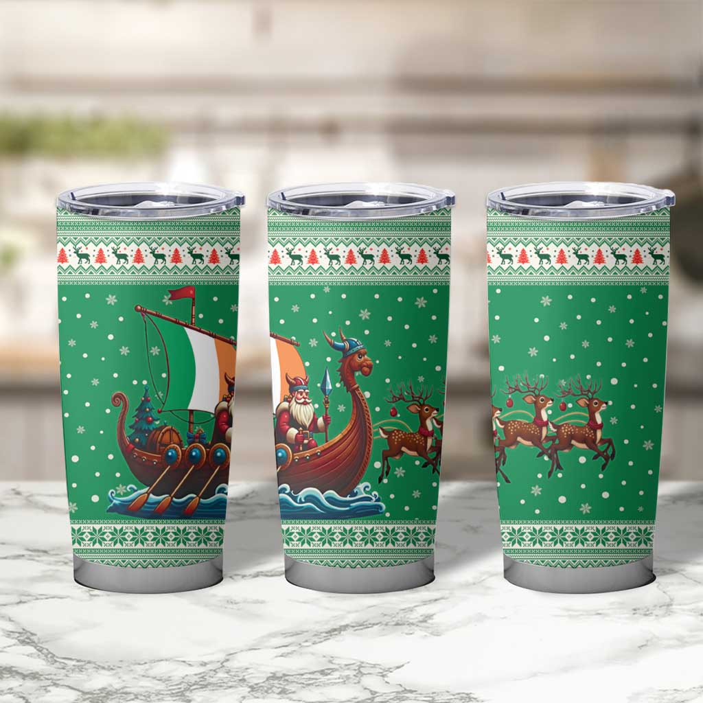 Ireland Viking Santa Christmas Tumbler Cup Funny Reindeer Norse Xmas - Wonder Print Shop